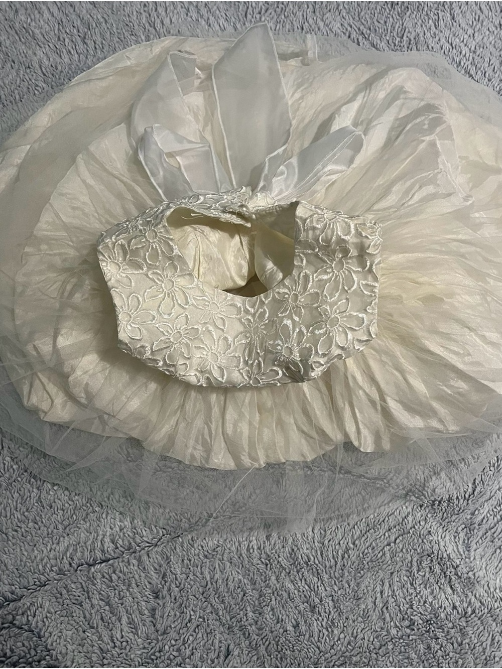 Ivory Floral Embroidered Tulle Party Dress for Girls size 7-8